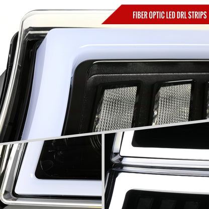 Spec-D 2003-2007 Chevrolet Silverado Avalanche LED Projector DRL w/ Bumper Lights J Black Headlights