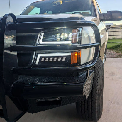 Spec-D 2003-2007 Chevrolet Silverado Avalanche LED Projector DRL w/ Bumper Lights J Black Headlights