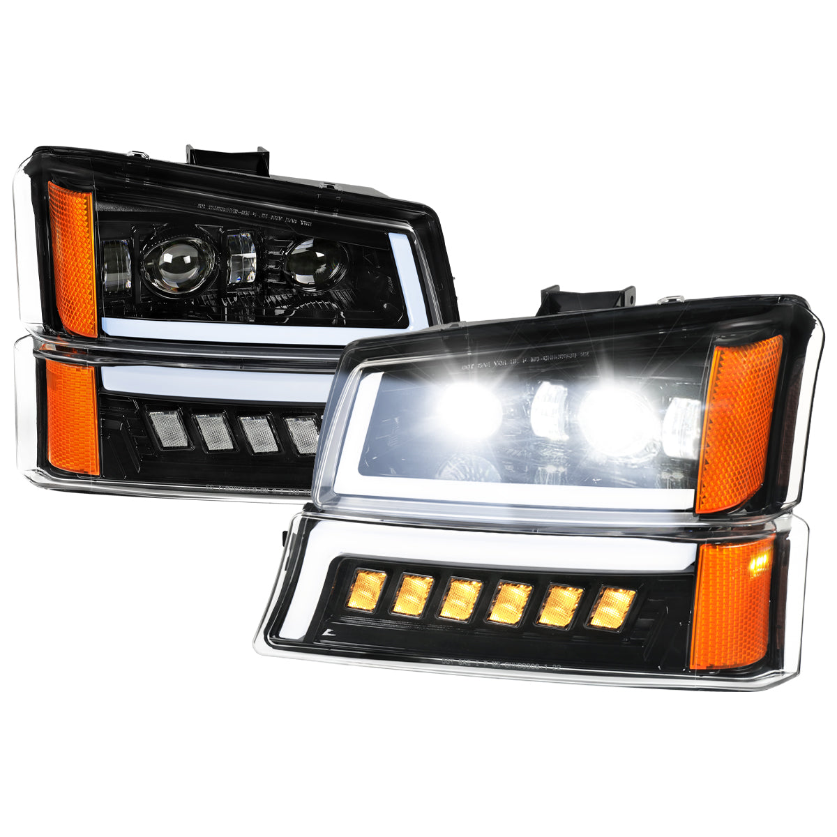 Spec-D 2003-2007 Chevrolet Silverado Avalanche LED Projector DRL w/ Bumper Lights J Black Headlights