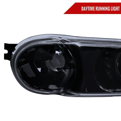 Spec-D 2001-2006 GMC Yukon + XL Denali/ 2002-2006 GMC Sierra Denali Dual Halo Projector w/ Bumper Lights GL Black w/Smoked Lens Headlights