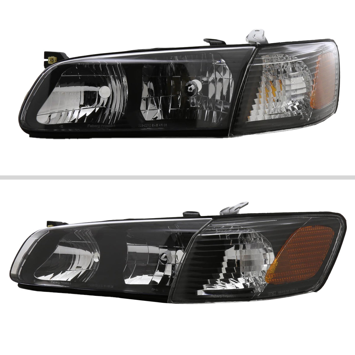 2001 Camry OE Amber Spec-D black aftermarket headlights
