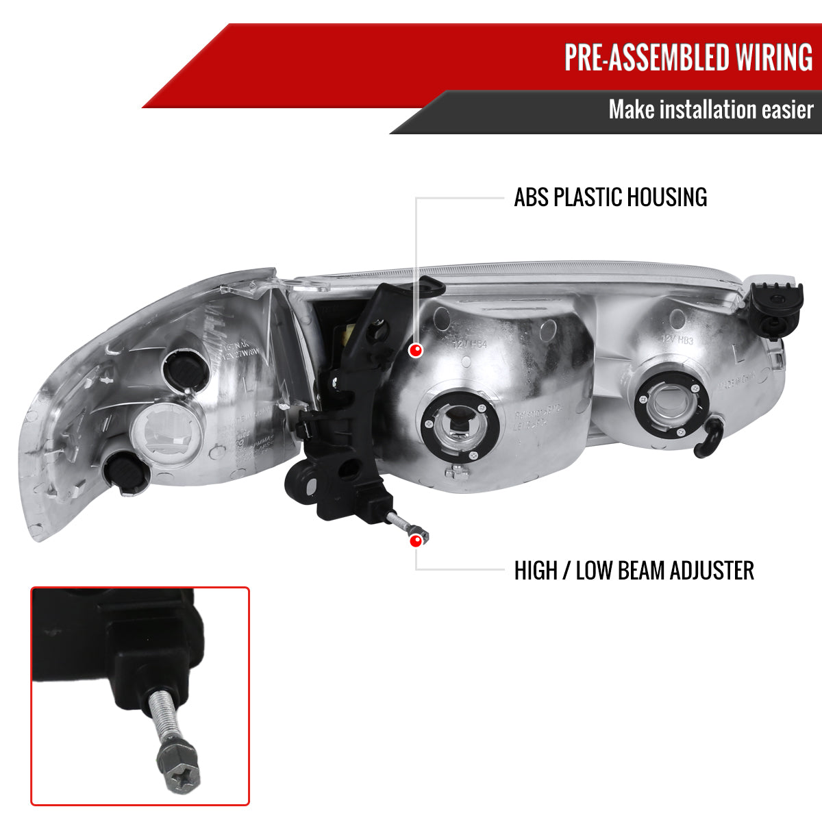 Spec-D 2000-2001 Toyota Camry OE Style w/ Amber Reflectors Black Headlights