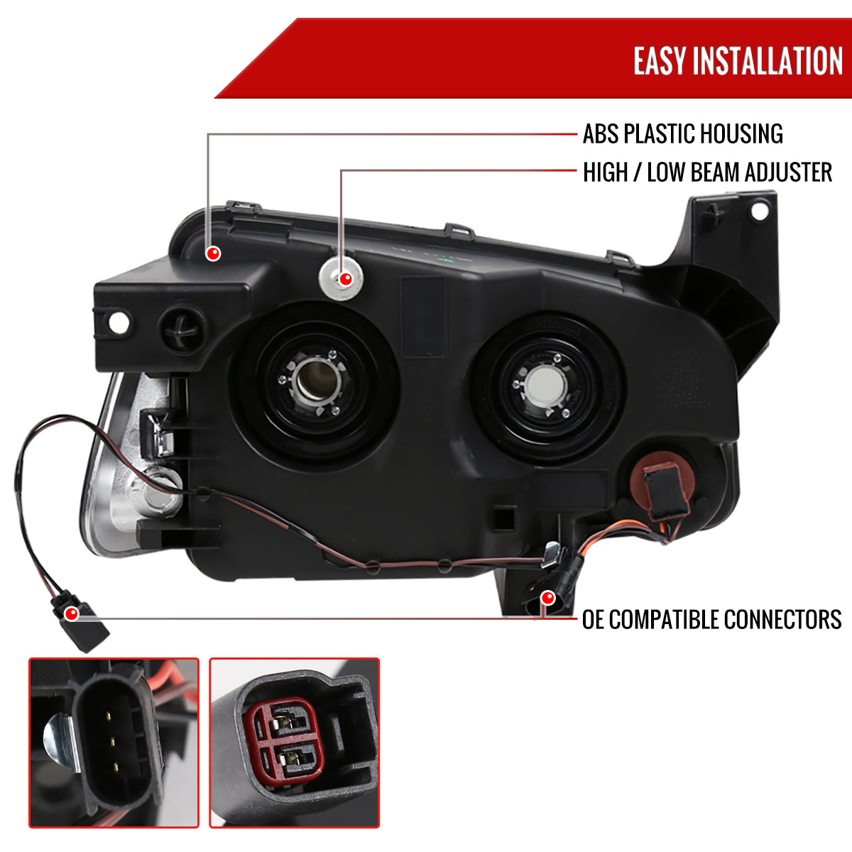 Spec-D 2006-2010 Dodge Charger OE Style w/ Corner Lights Black Headlights