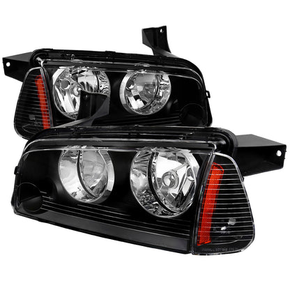 Spec-D 2006-2010 Dodge Charger OE Style w/ Corner Lights Black Headlights