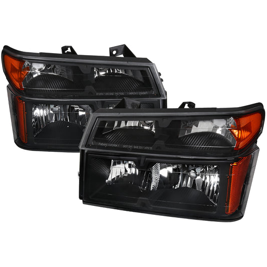 Spec-D 2004-2012 Chevrolet Colorado GMC Canyon Isuzu I-Series OE Style & Corner Lights Pair Black Headlights