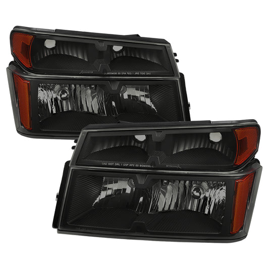 Spec-D 2004-2012 Chevrolet Colorado/GMC Canyon/Isuzu I-Series OE Style & Corner Lights Pair Black w/ Smoked Lens Headlights