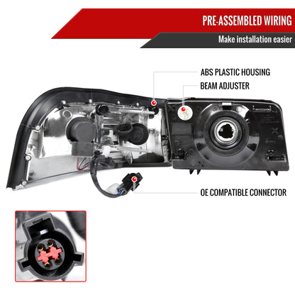 Spec-D 2006-2011 Mercury Grand Marquis OE Style and Corner Lamps Matte Black Headlights/Clear) Headlights