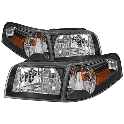 Spec-D 2006-2011 Mercury Grand Marquis OE Style and Corner Lamps Matte Black Headlights/Clear) Headlights