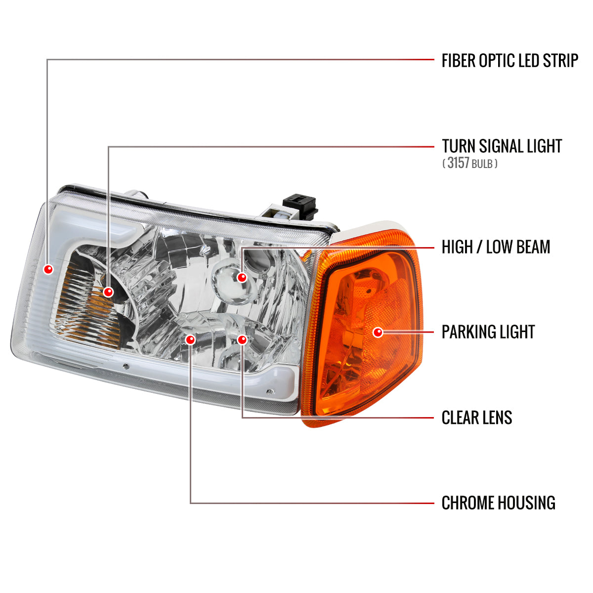 Spec-D Ranger Factory style Amber Corner 03 chrome headlights