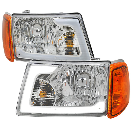 Spec-D 2001-2011 Ford Ranger LED Bar OE Style w/Amber Corner Lamp Chrome Headlights
