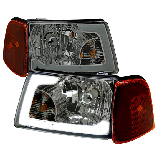 Spec-D 2001-2011 Ford Ranger LED Bar OE Style w/Amber Corner Lamp Chrome w/ Smoked Lens Headlights