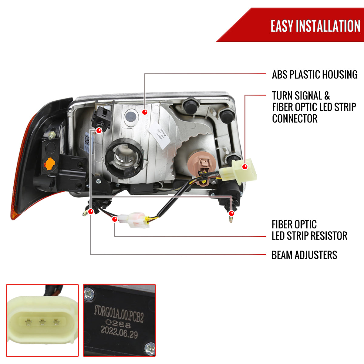 Spec-D 2001-2011 Ford Ranger LED Bar OE Style w/Amber Corner Lamp Black Headlights