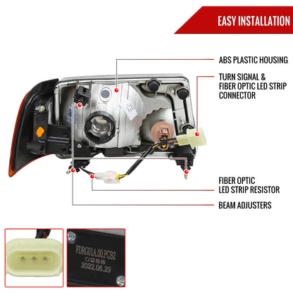 Spec-D 2001-2011 Ford Ranger LED Bar OE Style w/Amber Corner Lamp Black Headlights