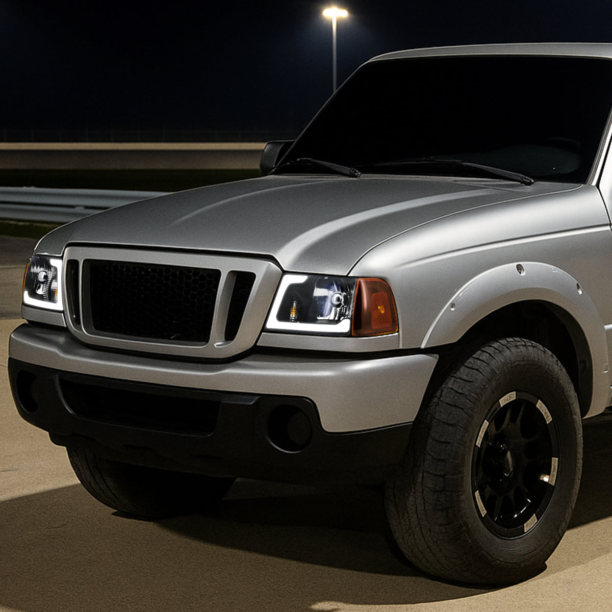 Spec-D 2001-2011 Ford Ranger LED Bar OE Style w/Amber Corner Lamp Black Headlights