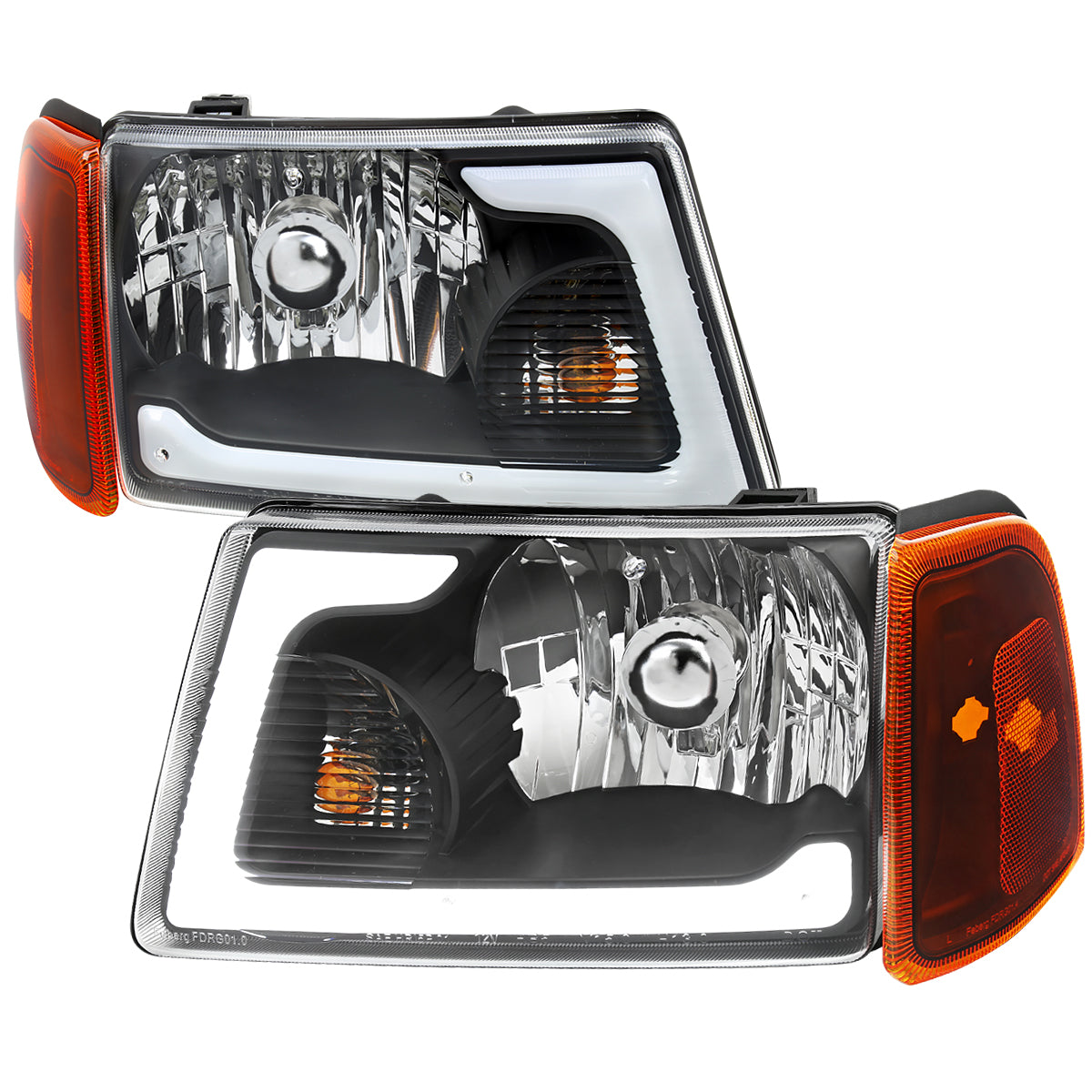 Spec-D 2001-2011 Ford Ranger LED Bar OE Style w/Amber Corner Lamp Black Headlights