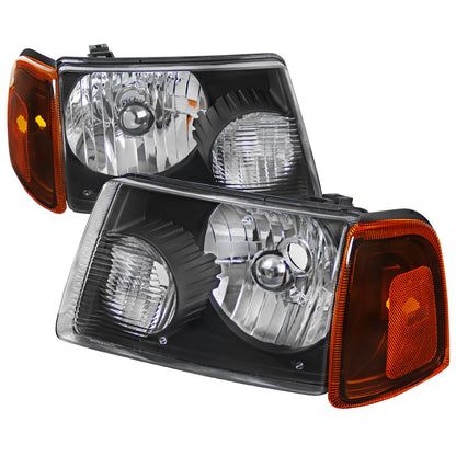 Spec-D 2001-2011 Ford Ranger OE Style w/ Amber Lens Corner Signal Lights Black Headlights
