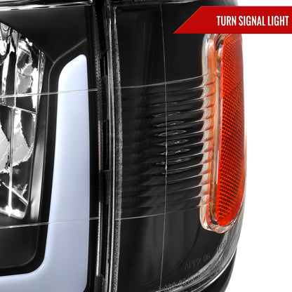 Spec-D 2001-2004 Toyota Tacoma LED Bar OE Style w/ Corner Lamps and Amber Reflector Black Headlights