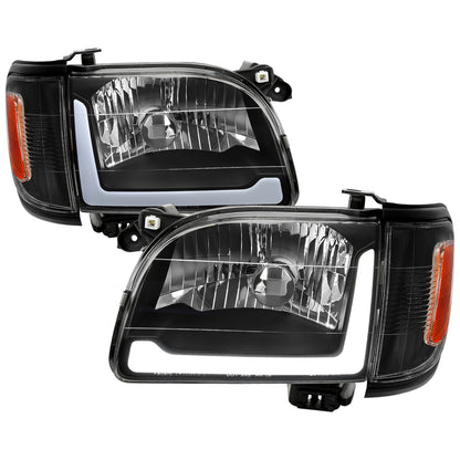 Spec-D 2001-2004 Toyota Tacoma LED Bar OE Style w/ Corner Lamps and Amber Reflector Black Headlights