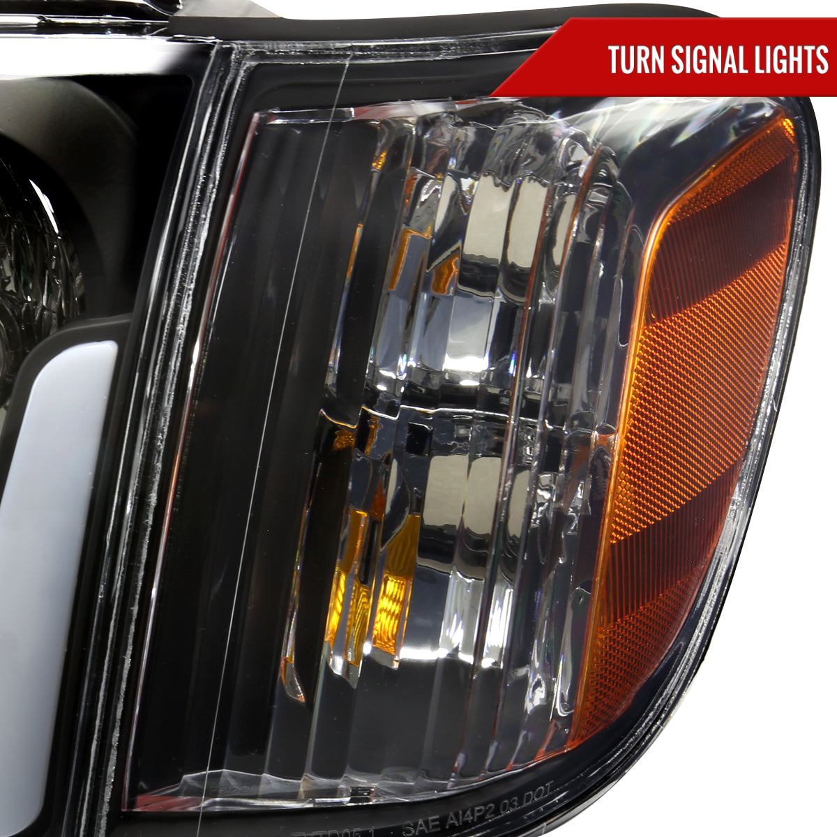 Spec-D 2005-2006 Toyota Tundra/2005-2007 Sequoia LED Bar OE Style w/Corner Lamps and Amber Reflector Black Headlights