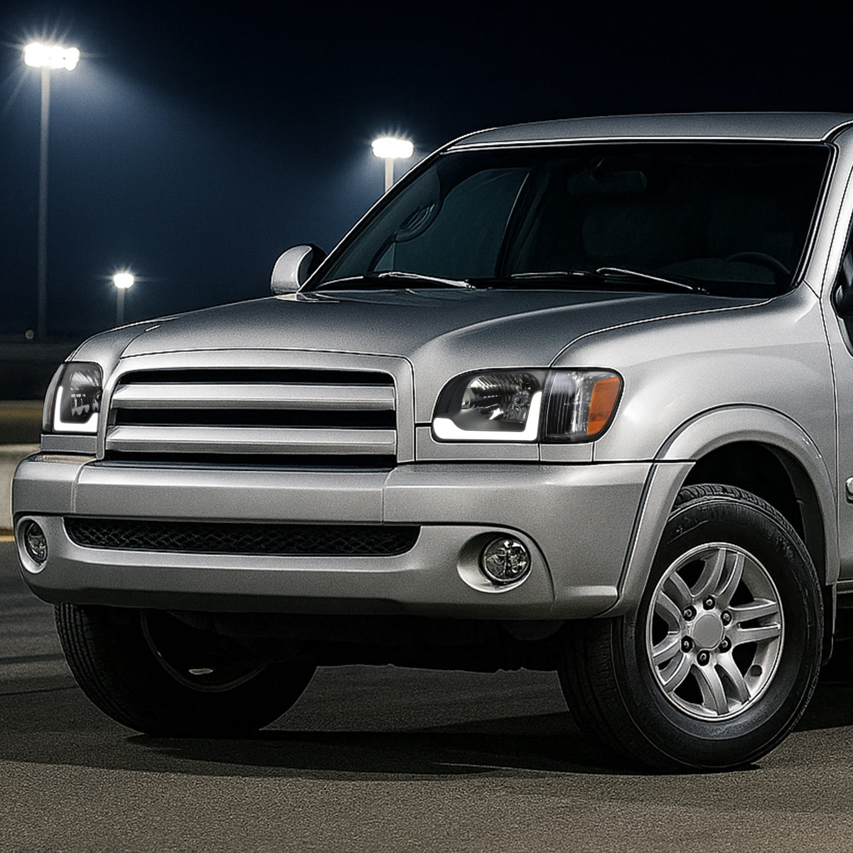 Spec-D 2005-2006 Toyota Tundra/2005-2007 Sequoia LED Bar OE Style w/Corner Lamps and Amber Reflector Black Headlights