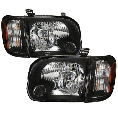 Spec-D 2005-2006 Toyota Tundra / 2005-2007 SR5 Ltd Sequoia OE Style Crystal w/ Corner Signal Lights Black Headlights