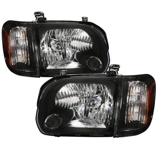 Spec-D 2005-2006 Toyota Tundra / 2005-2007 SR5 Ltd Sequoia OE Style Crystal w/ Corner Signal Lights Black Headlights
