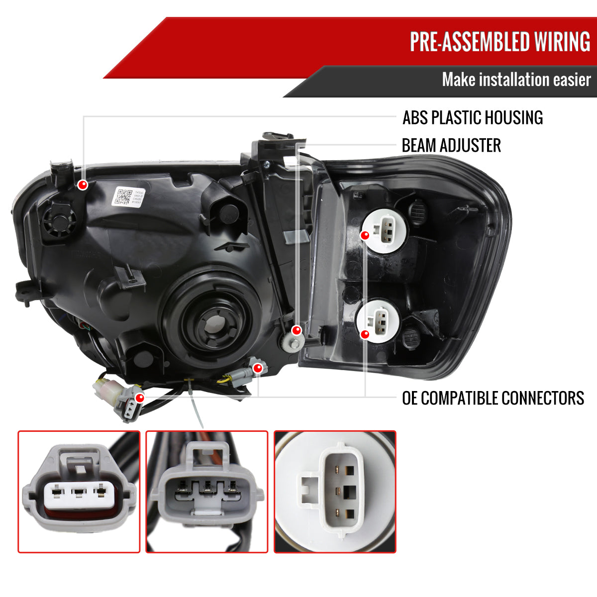 Spec-D 2005-2006 Toyota Tundra/2005-2007 Sequoia Switchback Sequential LED Bar OE Style w/Corner Lamps Black Headlights