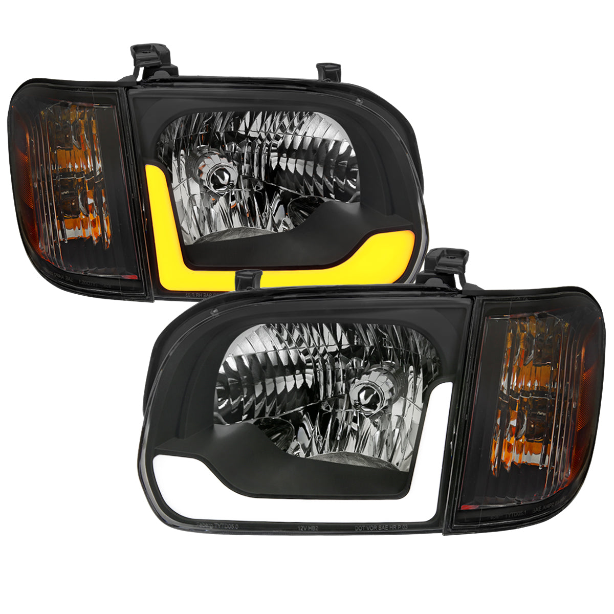 Spec-D 2005-2006 Toyota Tundra/2005-2007 Sequoia Switchback Sequential LED Bar OE Style w/Corner Lamps Black Headlights