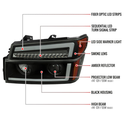 Spec-D Colorado GMC Canyon Pro 06 black headlights