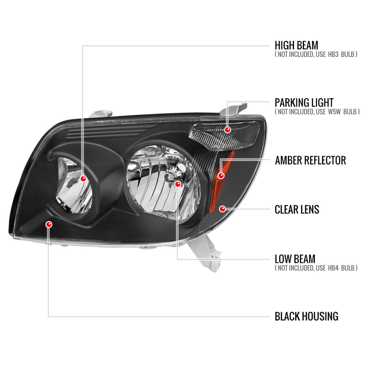 Spec-D 2003-2005 Toyota 4Runner OE Style Black Headlights 2LH-4RUN03JM