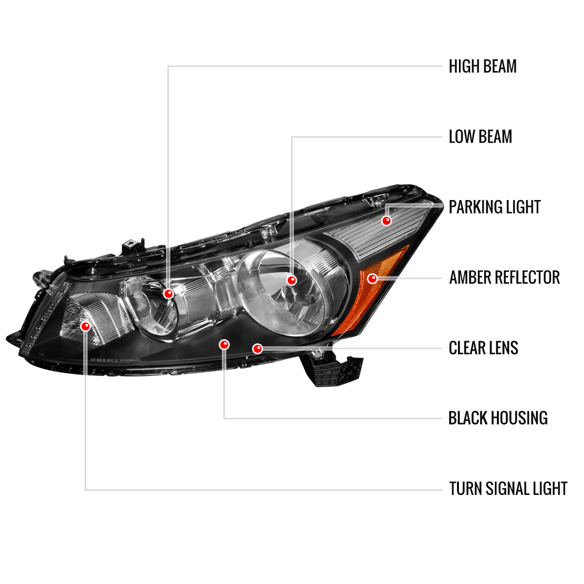 Spec-D 2008-2012 Honda Accord 4DR OE Style Crystal Black Headlights