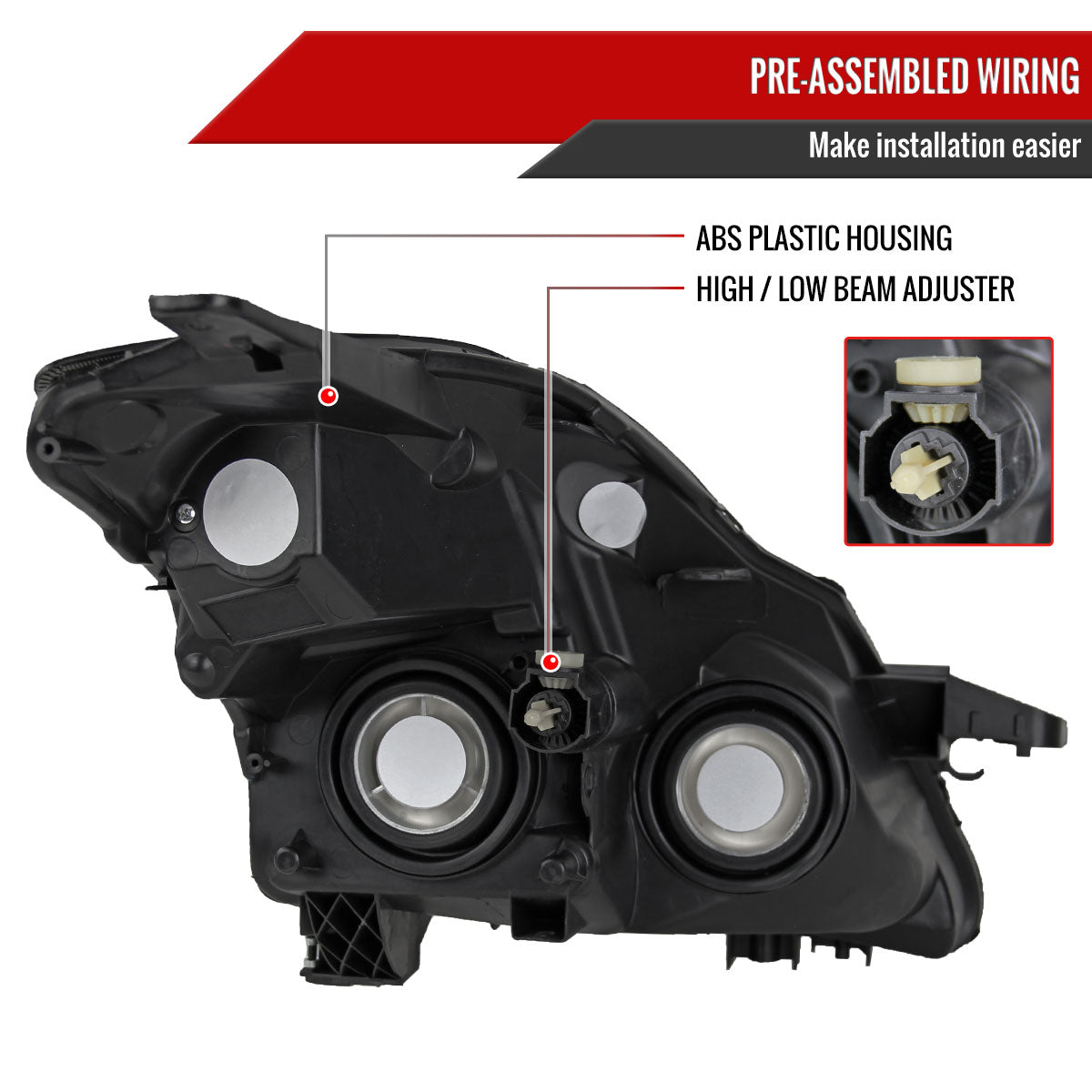 Spec-D 2007-2009 Nissan Altima 4DR w/ Amber Reflector Black Headlights