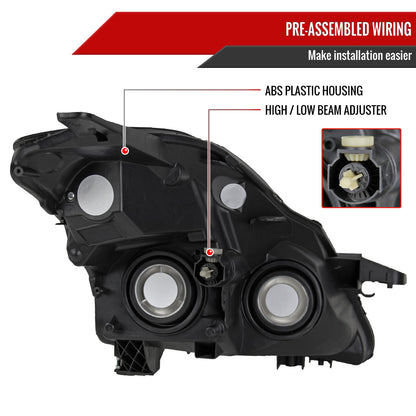 Spec-D 2007-2009 Nissan Altima 4DR w/ Amber Reflector Black Headlights