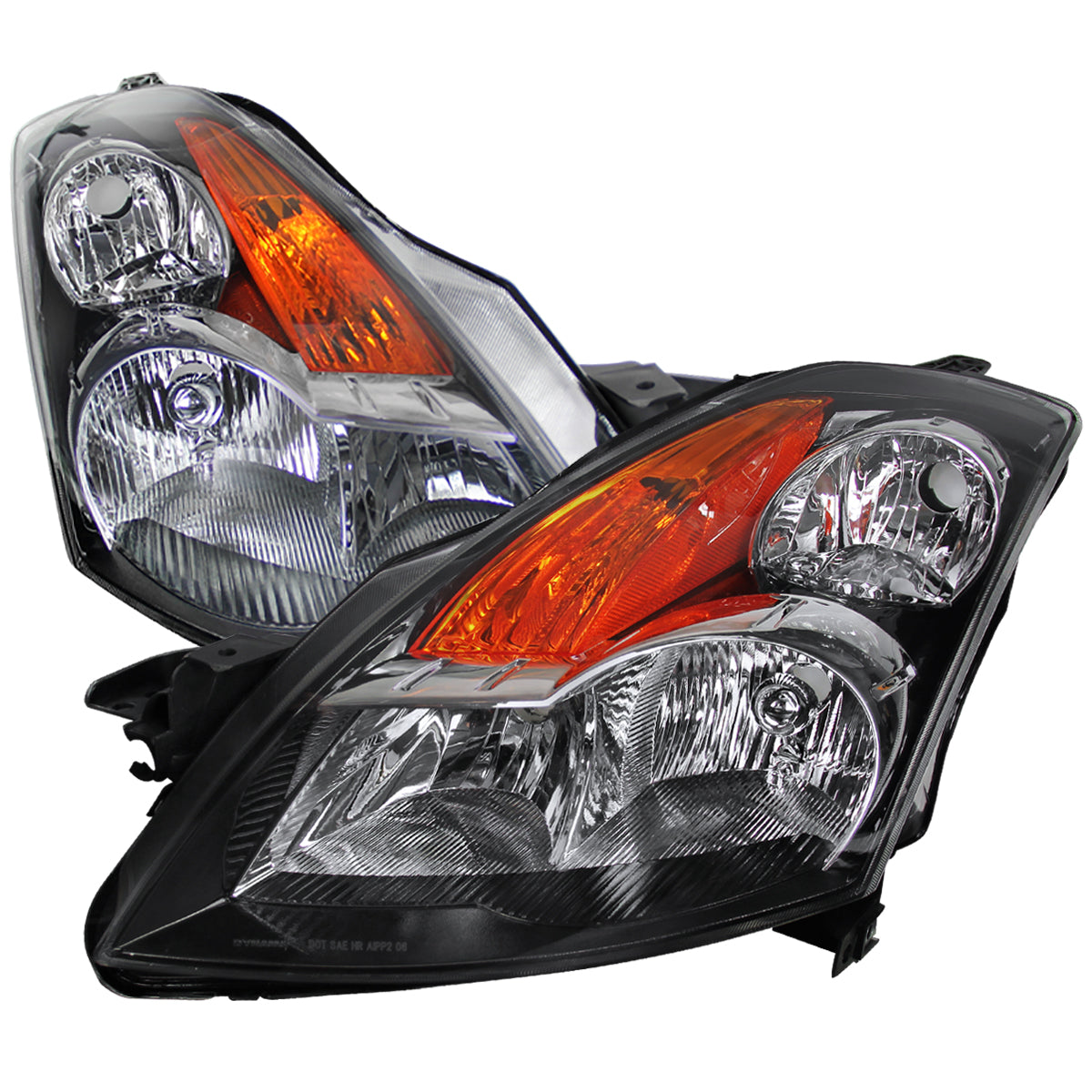 Spec-D 2007-2009 Nissan Altima 4DR w/ Amber Reflector Black Headlights