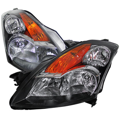 Spec-D 2007-2009 Nissan Altima 4DR w/ Amber Reflector Black Headlights