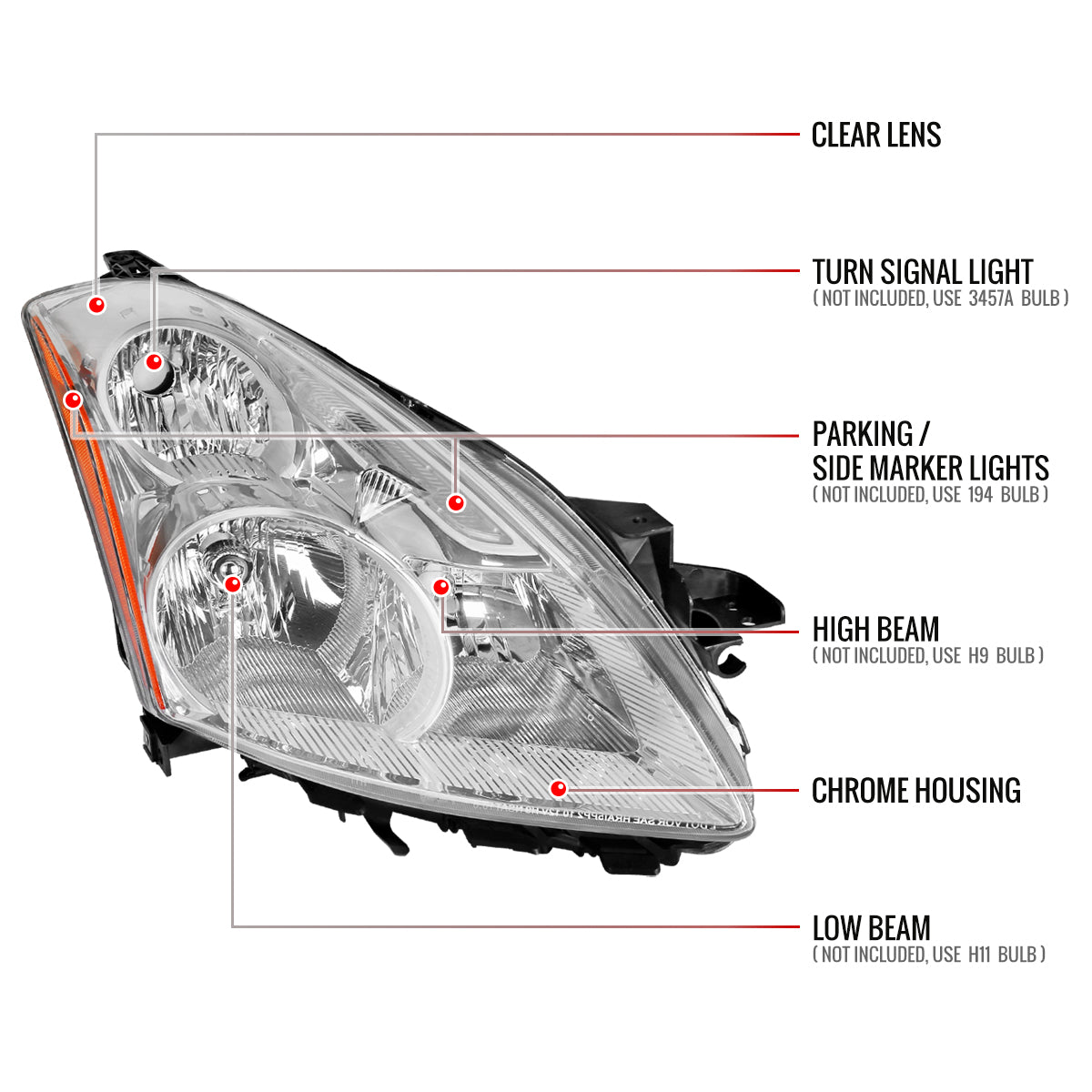 Spec-D Nissan Altima 4DR OE 12 passenger-side headlights