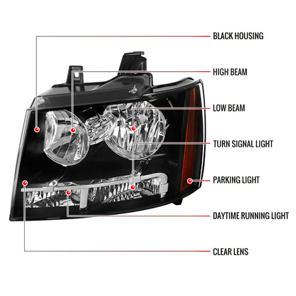 Spec-D 2007-2014 Chevrolet Avalanche/Tahoe/Suburban OE Style Black Headlights