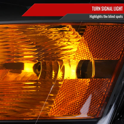 Spec-D 2008-2010 Dodge Grand Caravan OE Style Crystal w/ Amber Reflector Black Headlights