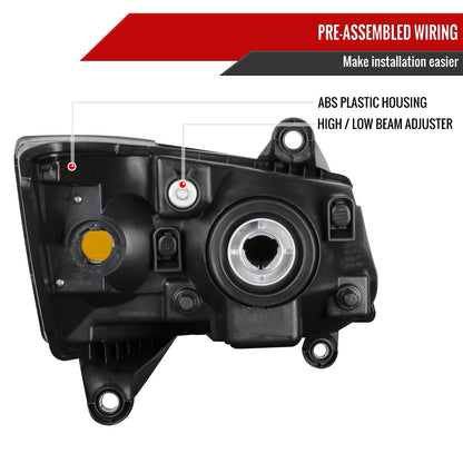 Spec-D 2008-2010 Dodge Grand Caravan OE Style Crystal w/ Amber Reflector Black Headlights