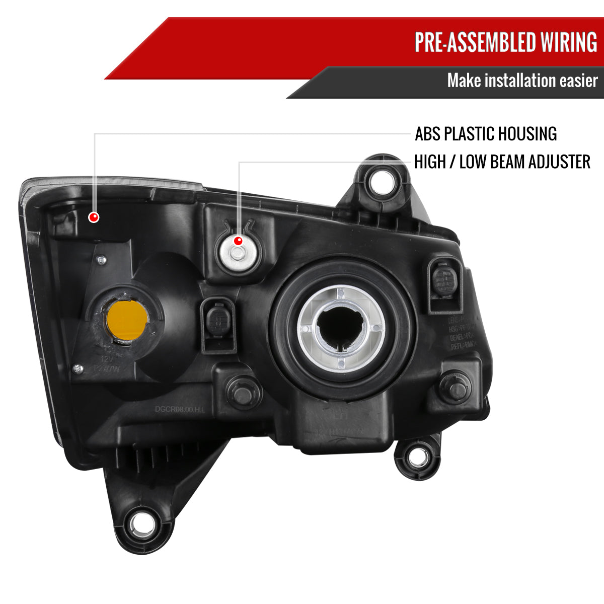 09 Dodge Grand Caravan OE Spec-D black headlights