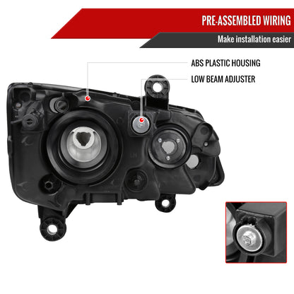 Spec-D 2008-2018 Dodge Grand Caravan Chrysler Town & Country OE Style Black Headlights