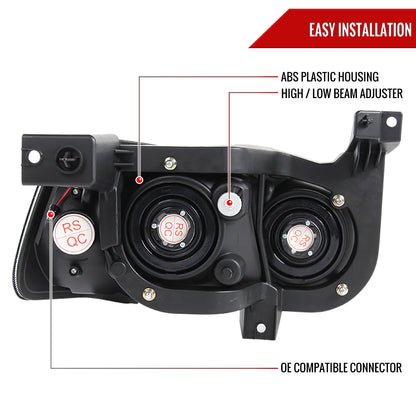 Spec-D 2006-2010 Dodge Charger 1PC Style LED OE Style w/ Amber Reflector Black Headlights