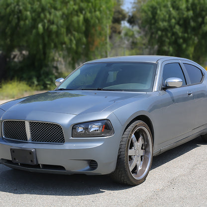 Spec-D 2006-2010 Dodge Charger 1PC Style LED OE Style w/ Amber Reflector Black Headlights