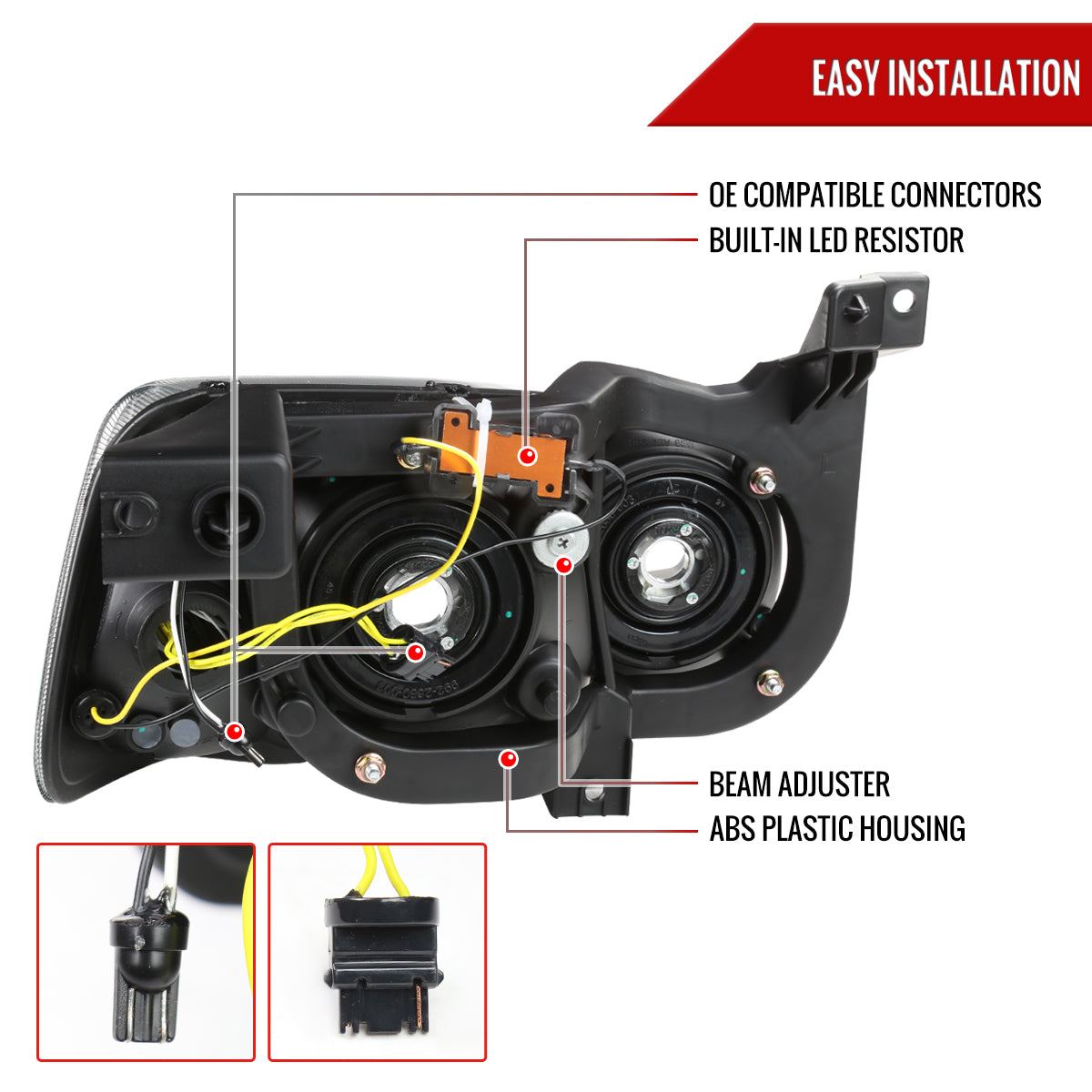 Spec-D 2006-2010 Dodge Charger Switchback Sequential LED Bar OE Style Black Headlights