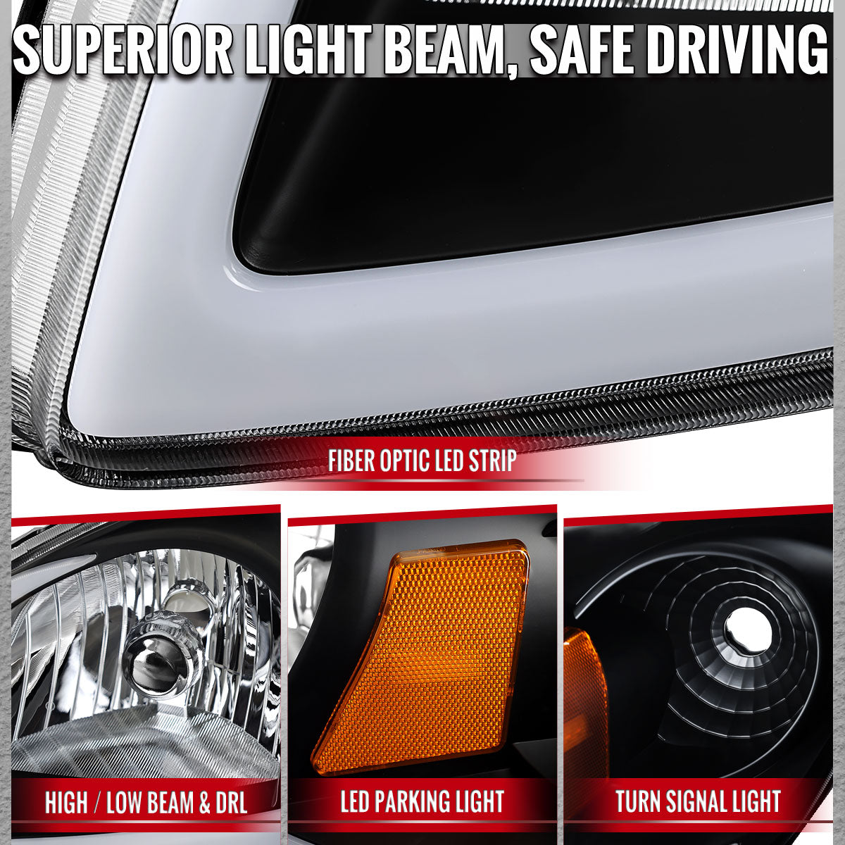 Spec-D 2005?€?2010 Chevrolet Cobalt Pontiac G5 / Pursuit LED Bar Projector w/ LED DRL Light Tube Black Headlights