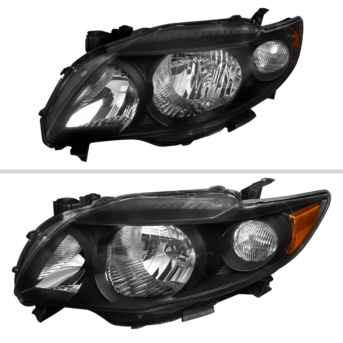 2010 Corolla OE Crystal Amber Spec-D black aftermarket headlights