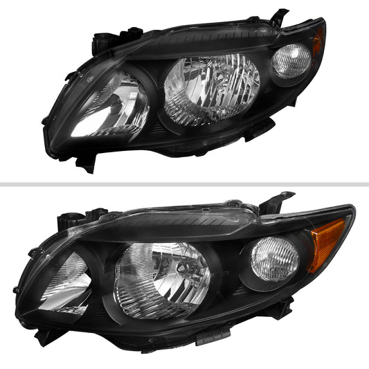 2010 Corolla OE Crystal Amber Spec-D black aftermarket headlights
