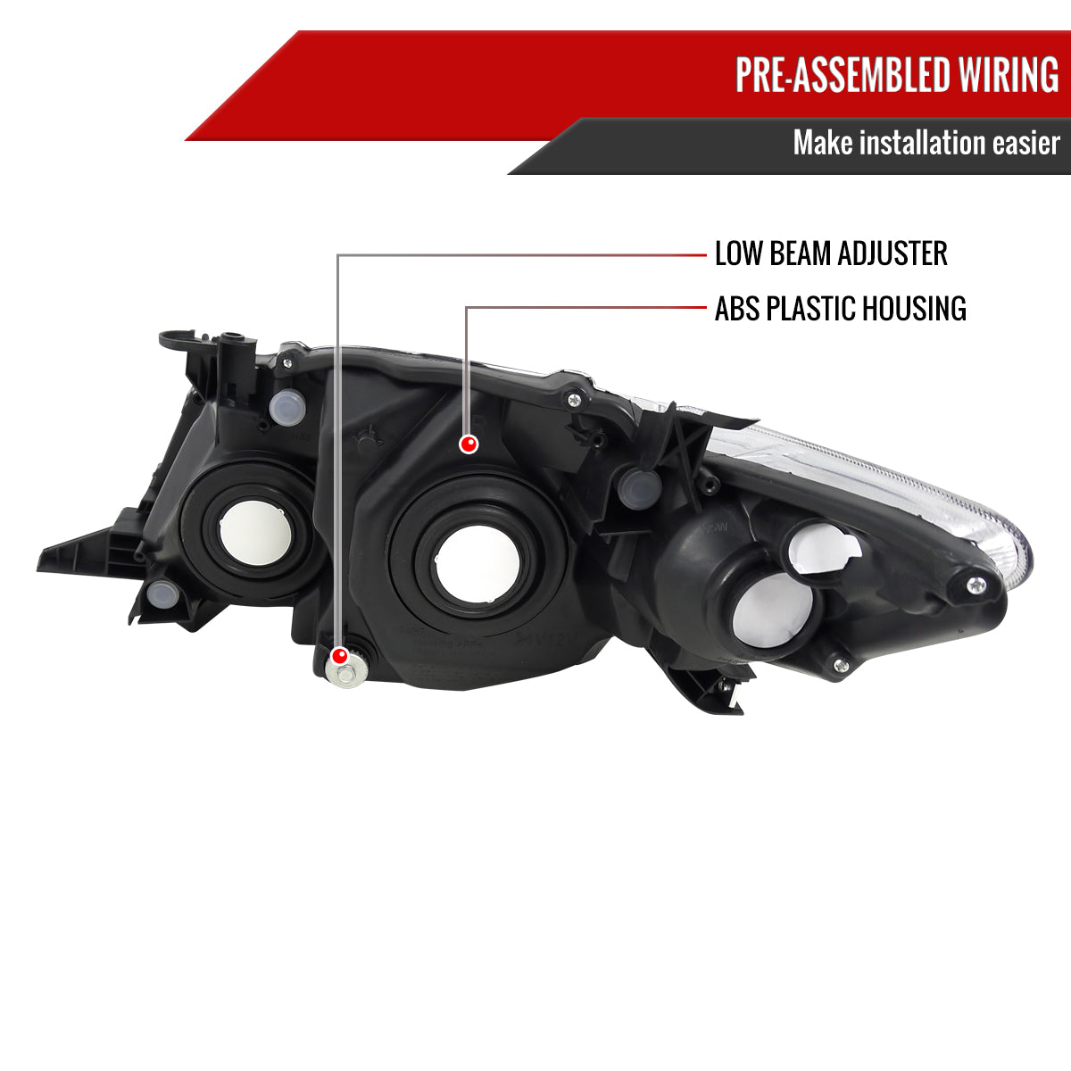 Spec-D 2009-2010 Toyota Corolla OE Style Crystal w/ Amber Reflector Black Headlights