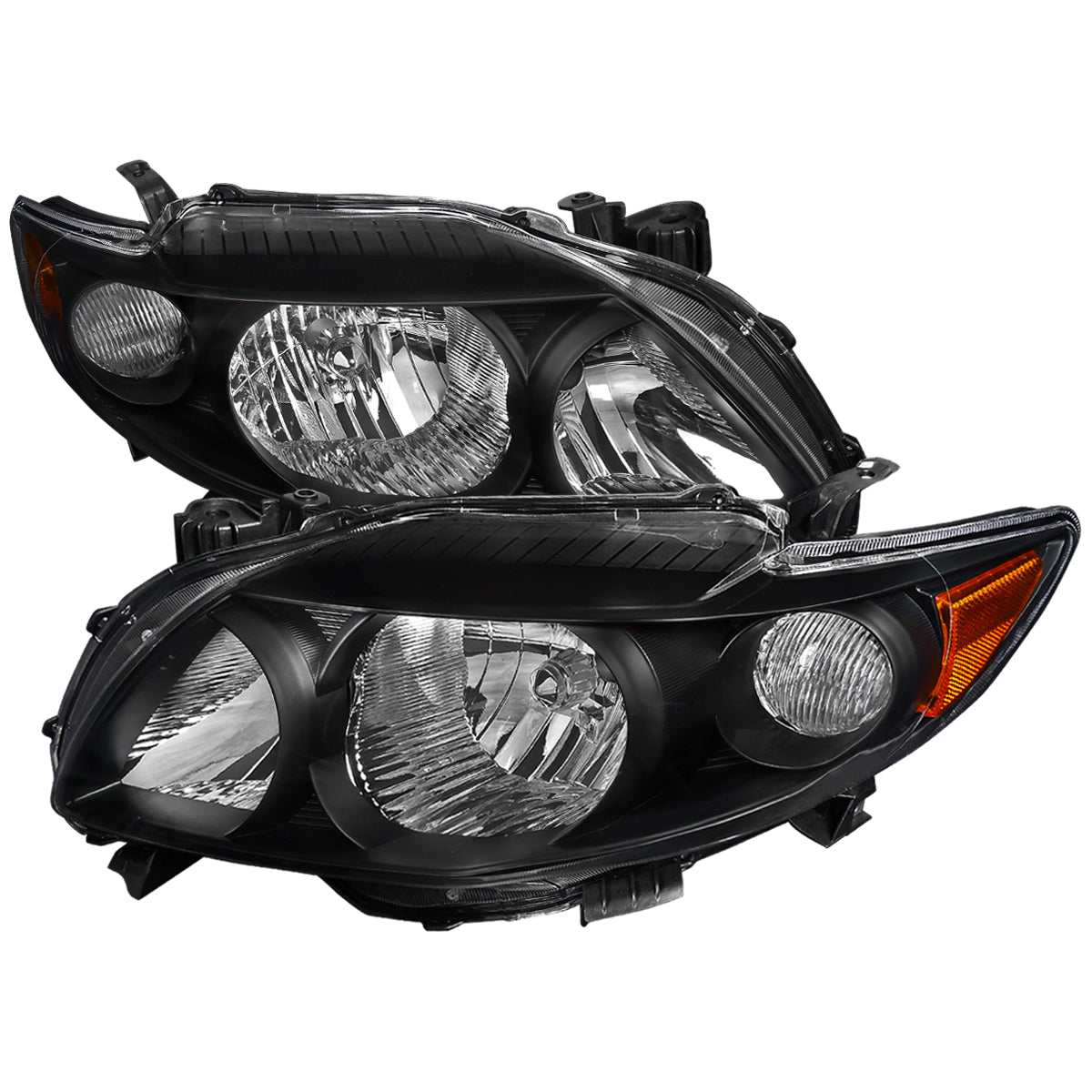 Spec-D 2009-2010 Toyota Corolla OE Style Crystal w/ Amber Reflector Black Headlights