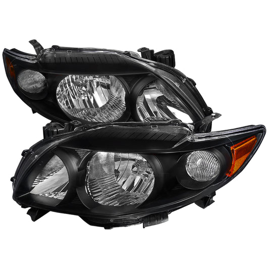 Spec-D 2009-2010 Toyota Corolla OE Style Crystal w/ Amber Reflector Black Headlights